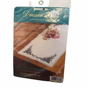 Vintage Dimensions Dresser Scarf New in Sealed Package Stamped Cross Stitch Kit